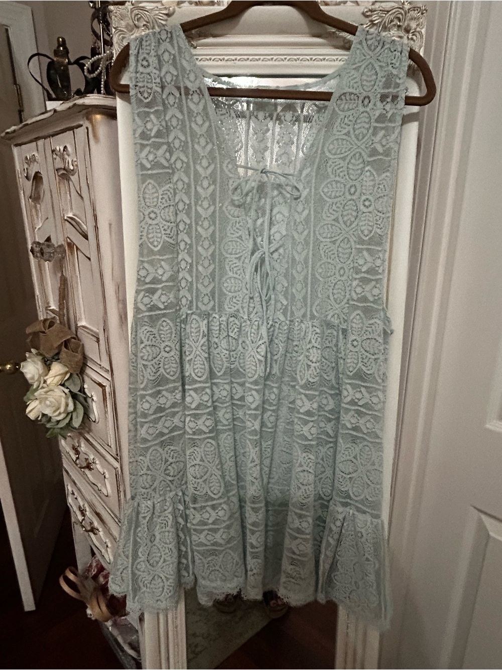 Free People Olivia Lace Mini Dress Large